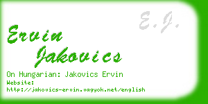 ervin jakovics business card